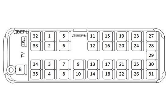 Схема автобуса 47 мест рассадка